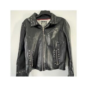 Wilson’s Leather. Led Zeppelin distressed zip up leather jacket.